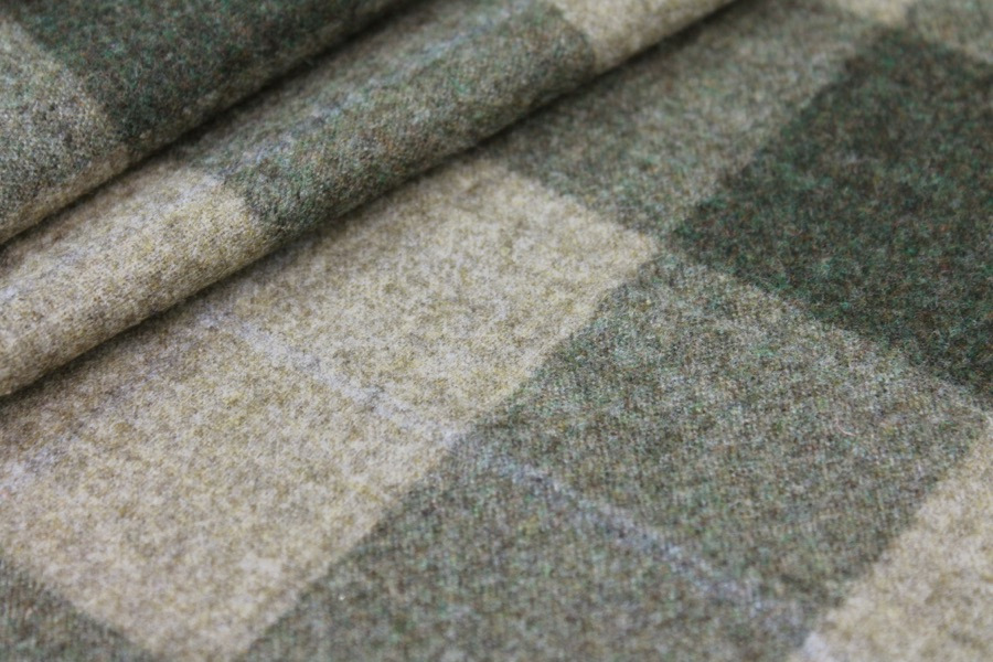 Checked Wool Flannel - Green and Beige fabric, image 7 of 7