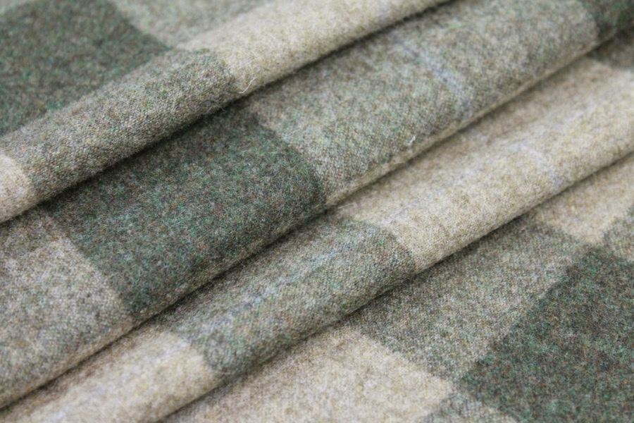 Checked Wool Flannel - Green and Beige fabric, image 5 of 7