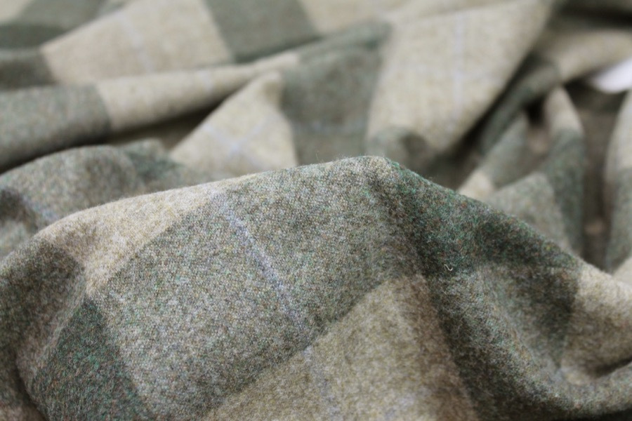 Checked Wool Flannel - Green and Beige fabric, image 4 of 7