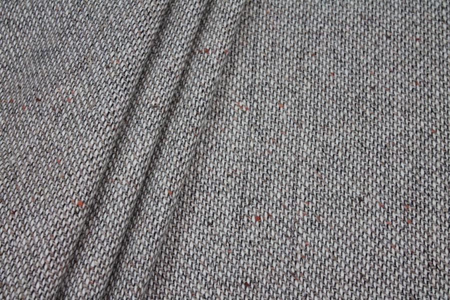 Wool Tweed - Ivory Sand and Black with Rust fabric, image 4 of 5
