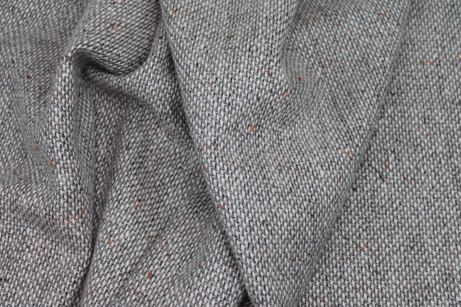Wool Tweed - Ivory Sand and Black with Rust fabric, image 2 of 5
