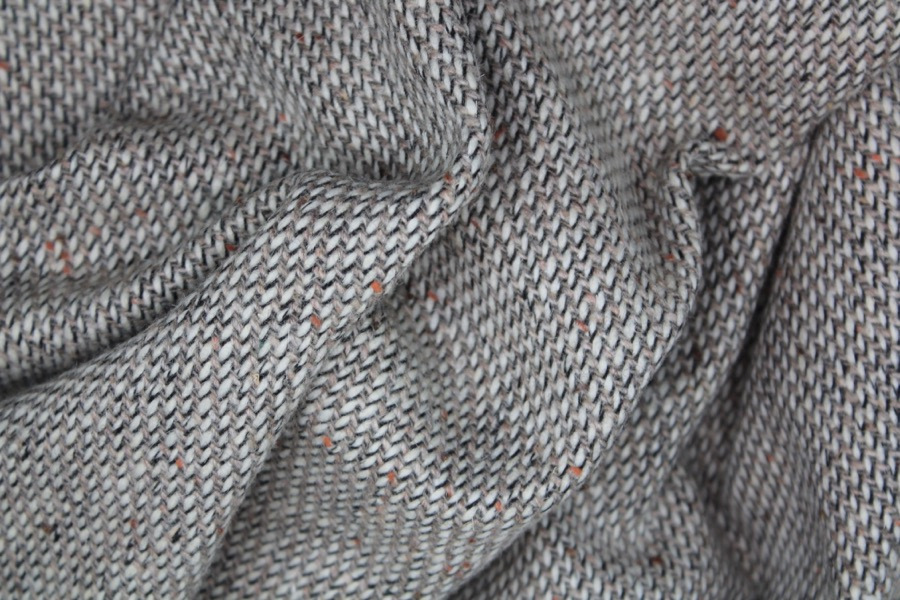 Wool Tweed - Ivory Sand and Black with Rust fabric, image 5 of 5