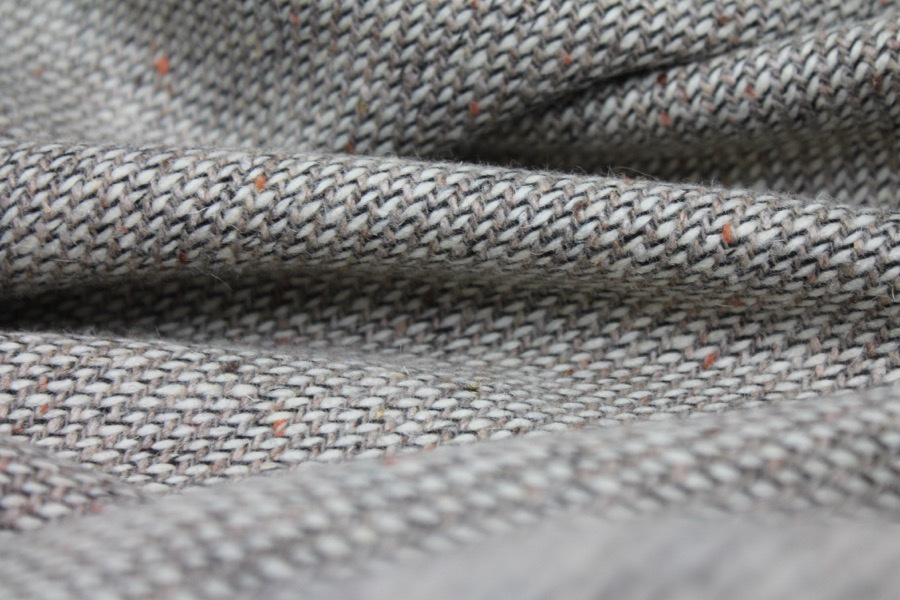 Wool Tweed - Ivory Sand and Black with Rust fabric, image 3 of 5