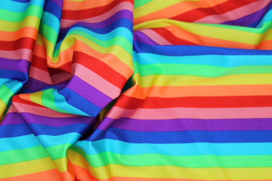 Rainbow Stripe Lycra fabric, image 2 of 6