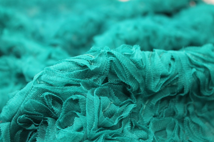 Peacock Green Tulle Applique Flowers fabric, image 6 of 8