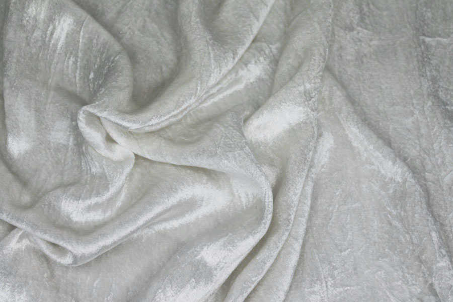 Crushed Viscose Velvet - Ivory fabric, image 3 of 7