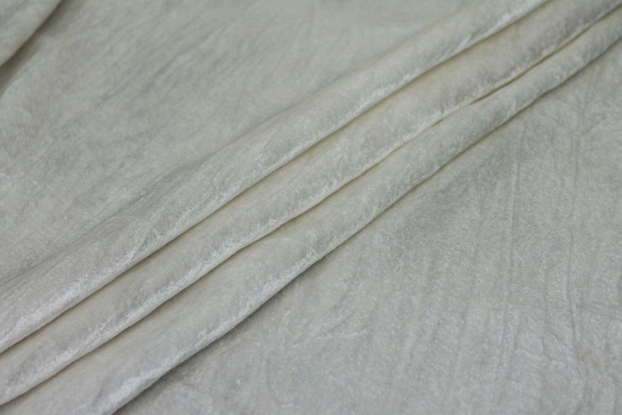 Crushed Viscose Velvet - Ivory fabric, image 2 of 7