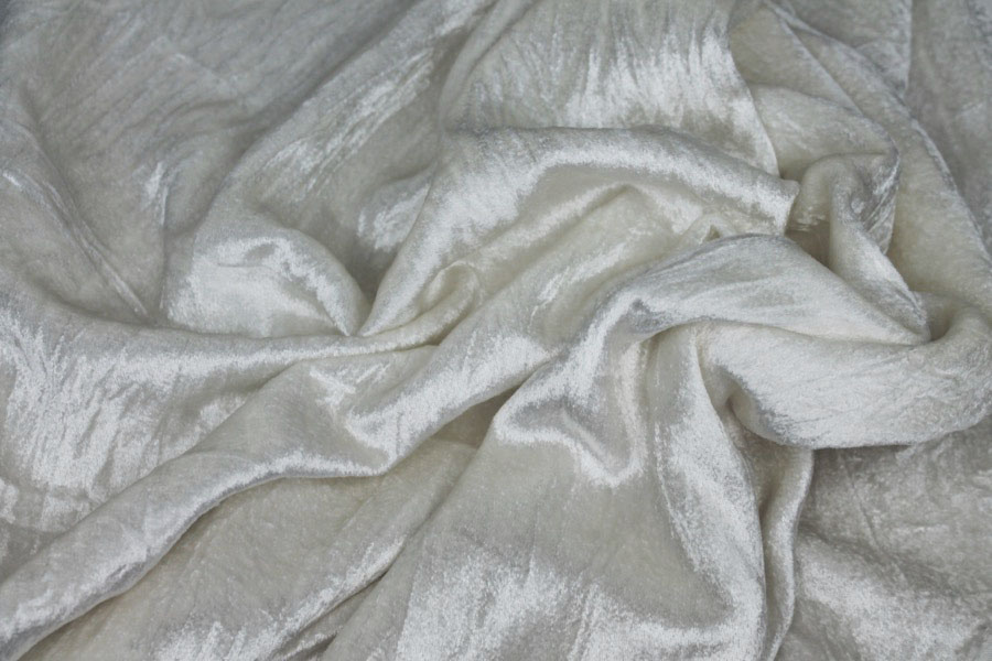 Crushed Viscose Velvet - Ivory fabric, image 7 of 7