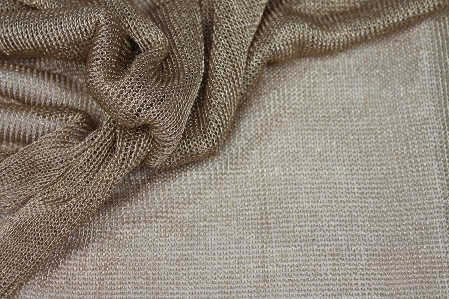 Fine Metallic Thread Knit - Gold fabric, image 3 of 5