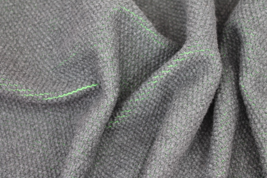 Green Grey Reversible Wool fabric, image 4 of 7