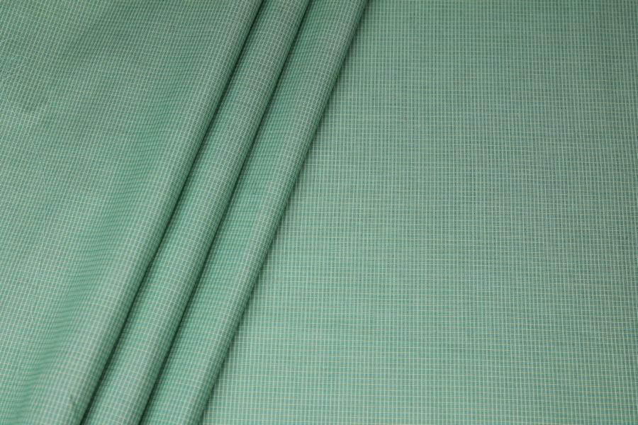 Shirting Cotton - Green Small Check fabric, image 4 of 6