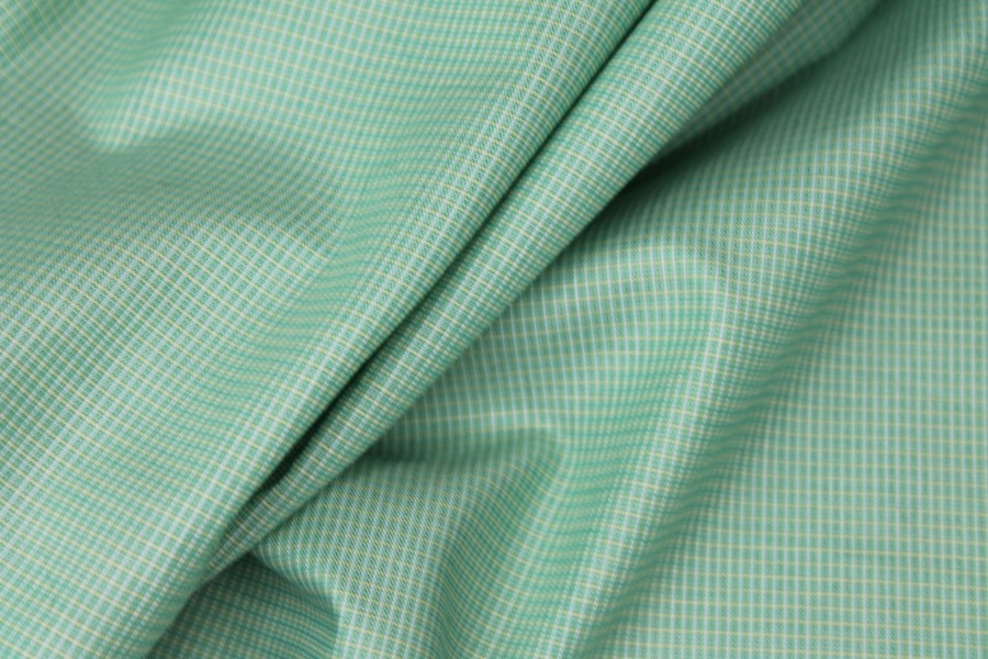 Shirting Cotton - Green Small Check fabric, image 2 of 6