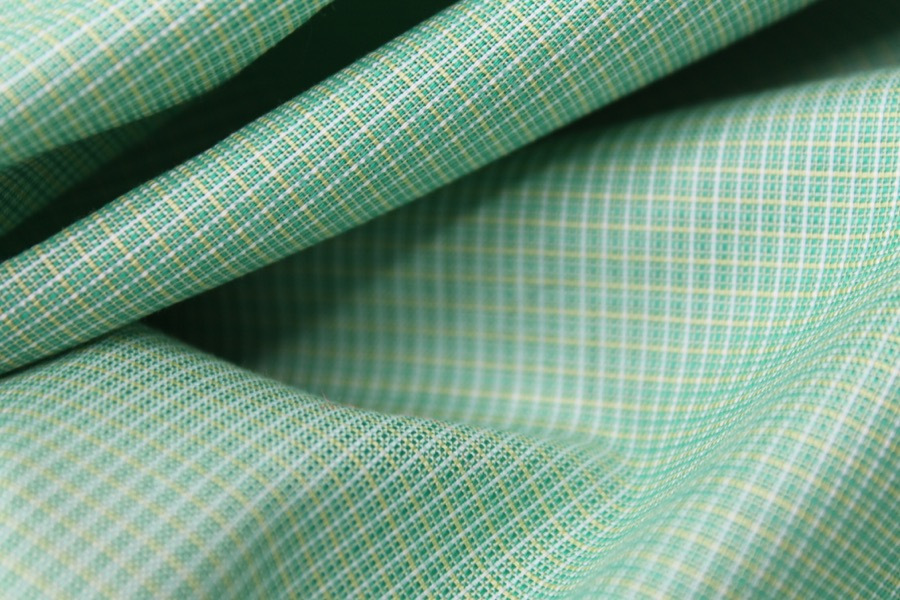 Shirting Cotton - Green Small Check fabric, image 3 of 6