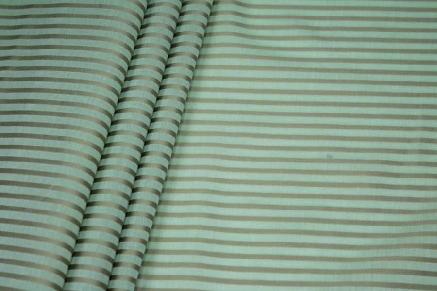 Shirting Cotton - Sheer Green Gold Stripe - 1.7m Piece fabric, image 2 of 4