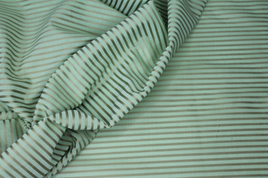 Shirting Cotton - Sheer Green Gold Stripe fabric, image 3 of 7