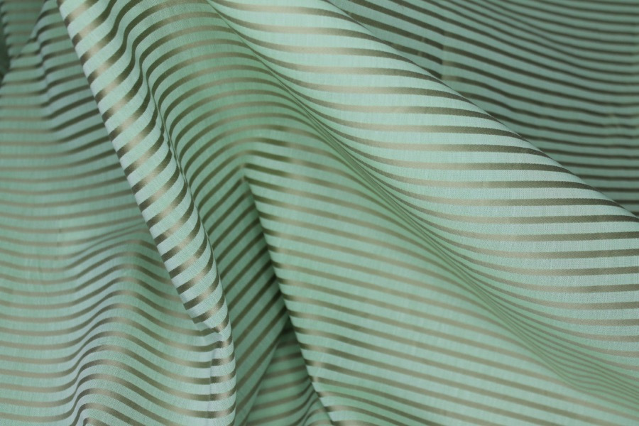 Shirting Cotton - Sheer Green Gold Stripe fabric, image 6 of 7