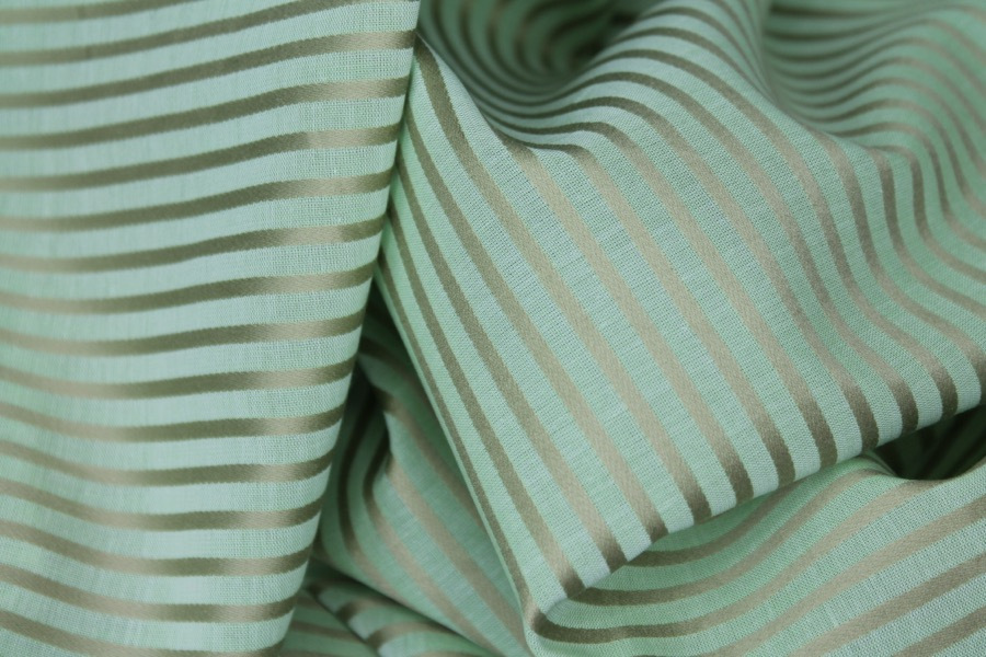 Shirting Cotton - Sheer Green Gold Stripe fabric, image 4 of 7
