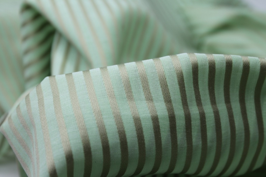 Shirting Cotton - Sheer Green Gold Stripe fabric, image 2 of 7