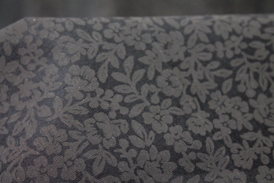 Black Floral Printed Sheer Cotton fabric