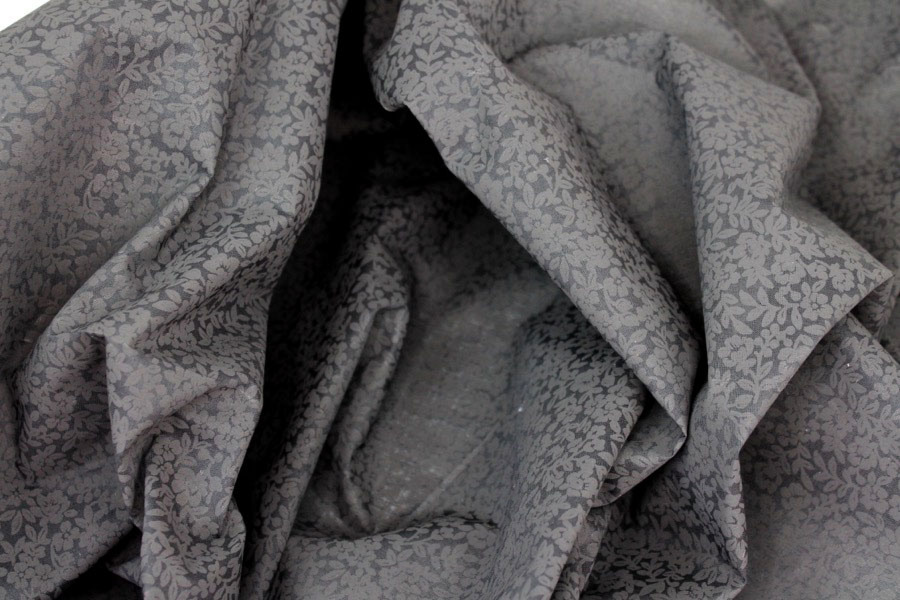 Black Floral Printed Sheer Cotton fabric, image 3 of 6