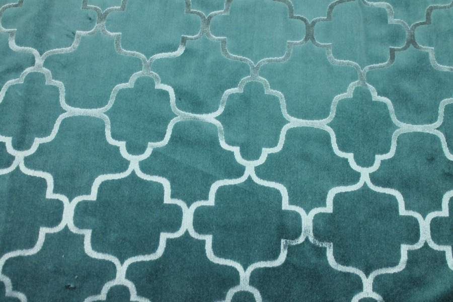 Teal Embossed Cotton Velvet fabric, image 3 of 5