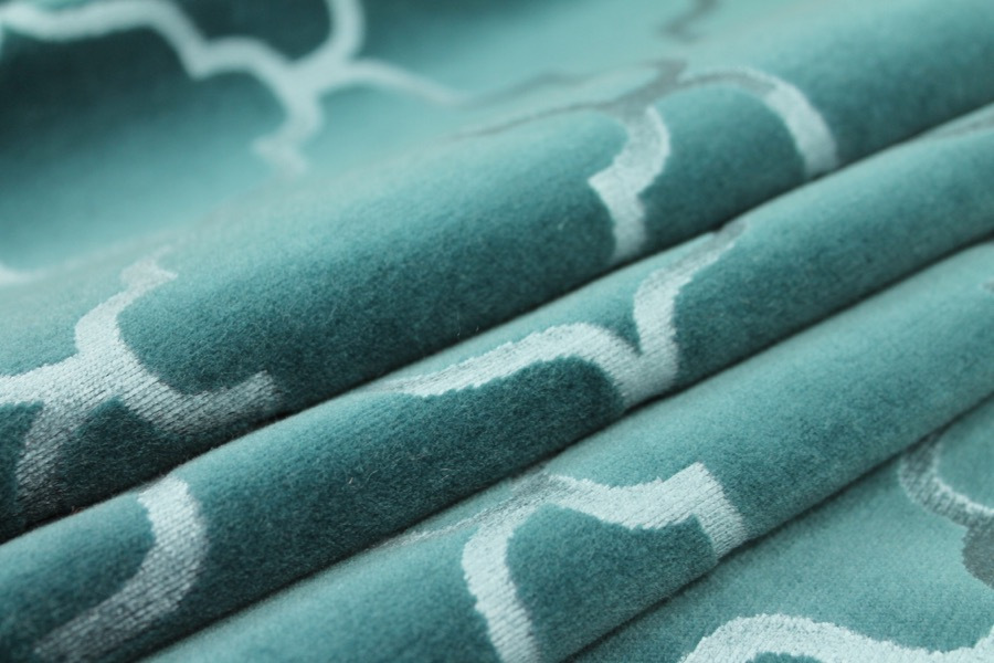 Teal Embossed Cotton Velvet fabric, image 5 of 5