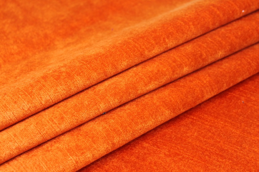 Textured Cotton Velvet - Bright orange fabric
