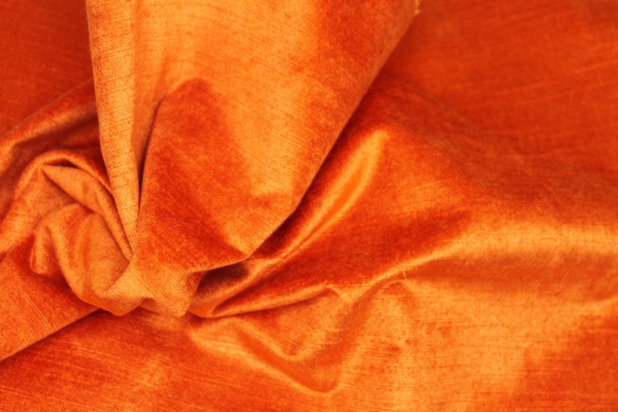 Textured Cotton Velvet - Bright orange fabric, image 2 of 4