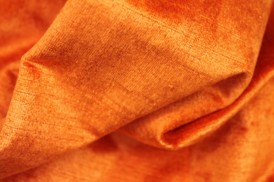 Textured Cotton Velvet - Bright orange fabric, image 4 of 4