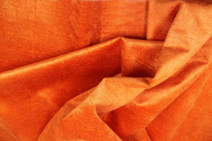 Textured Cotton Velvet - Bright orange fabric, image 3 of 4