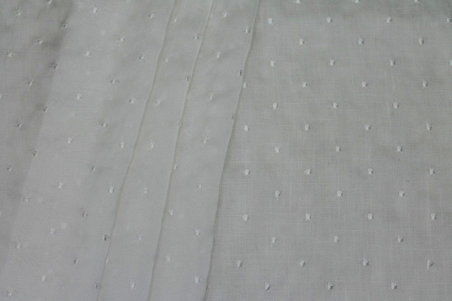Embroidered Polka Dot / Spot Chiffon - Ivory on Ivory fabric, image 2 of 5