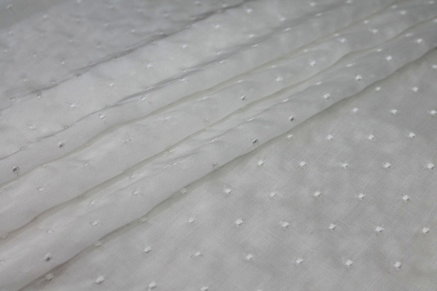 Embroidered Polka Dot / Spot Chiffon - Ivory on Ivory fabric, image 4 of 5