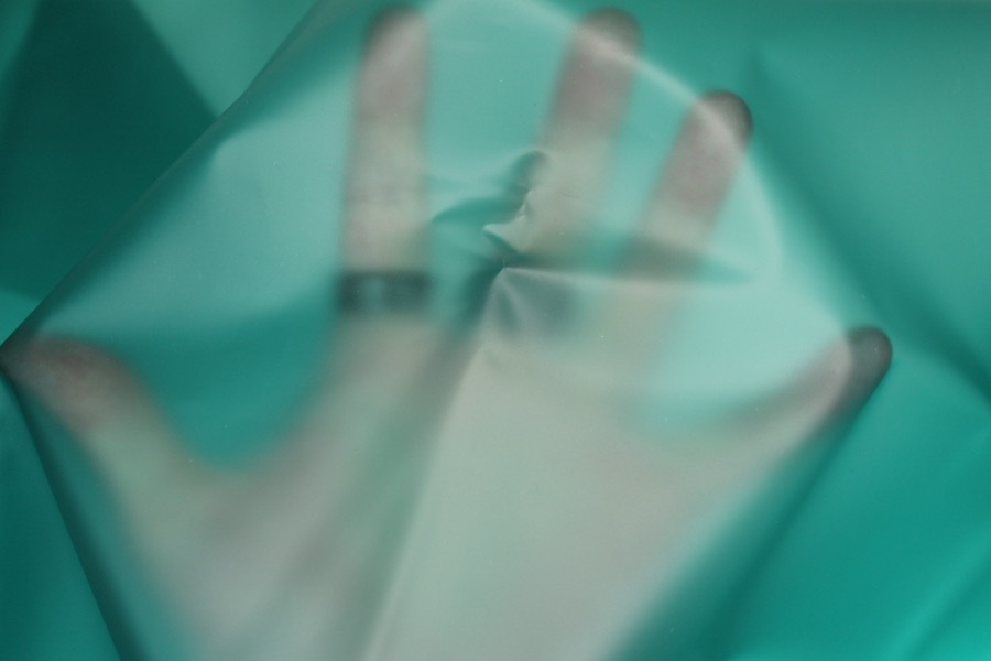 Teal Semi Transparent PVC / PU fabric, image 2 of 6