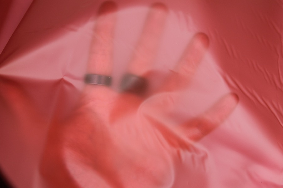 Blood-orange Semi Transparent PVC / PU fabric, image 4 of 5