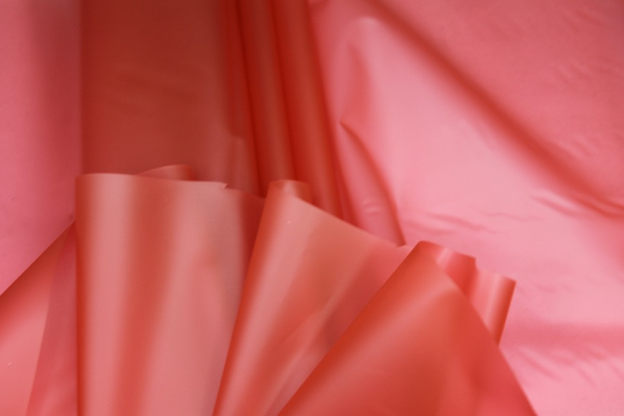 Blood-orange Semi Transparent PVC / PU fabric