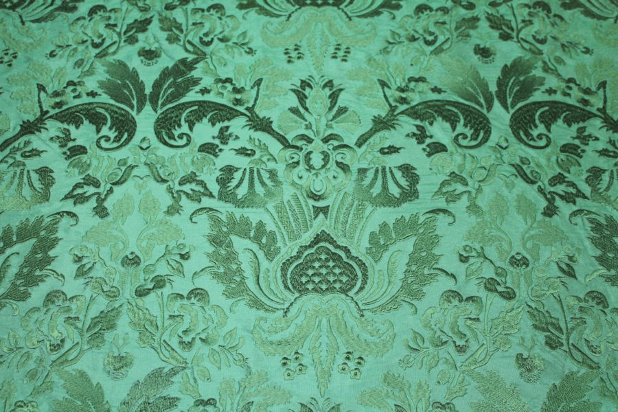 Heavy Jacquard Style Embroidery - Emerald Green - 135cm wide fabric, image 5 of 7