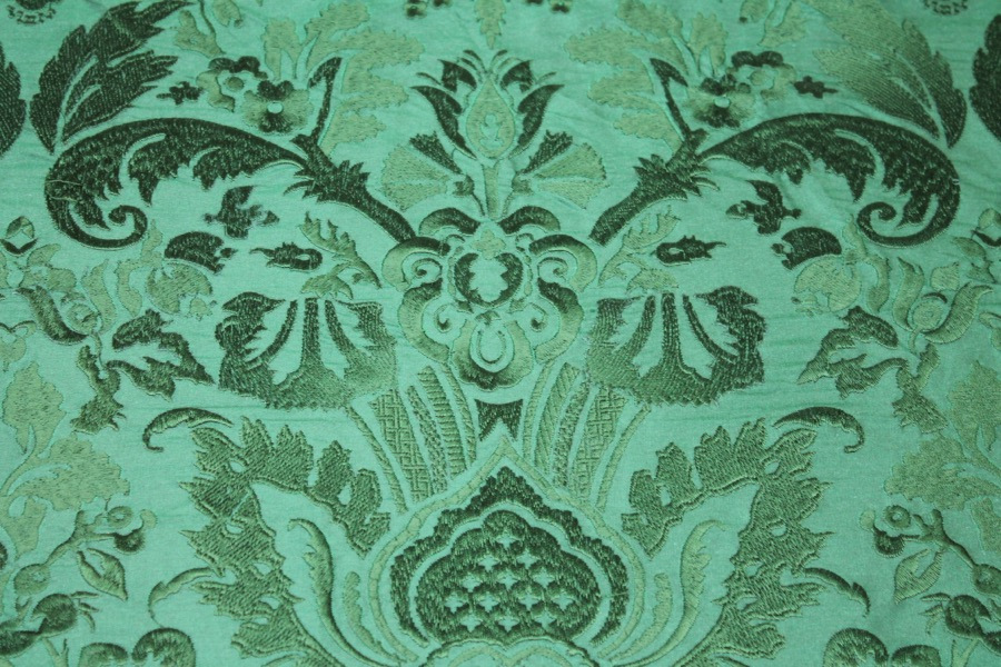 Heavy Jacquard Style Embroidery - Emerald Green - 135cm wide fabric, image 4 of 7