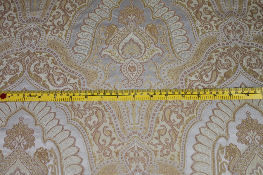 Silk Brocade - Large Scale Gold/Ivory Reversible fabric, image 4 of 6