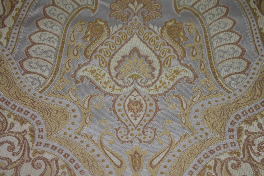 Silk Brocade - Large Scale Gold/Ivory Reversible fabric, image 2 of 6