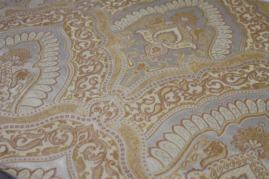 Silk Brocade - Large Scale Gold/Ivory Reversible fabric, image 5 of 6