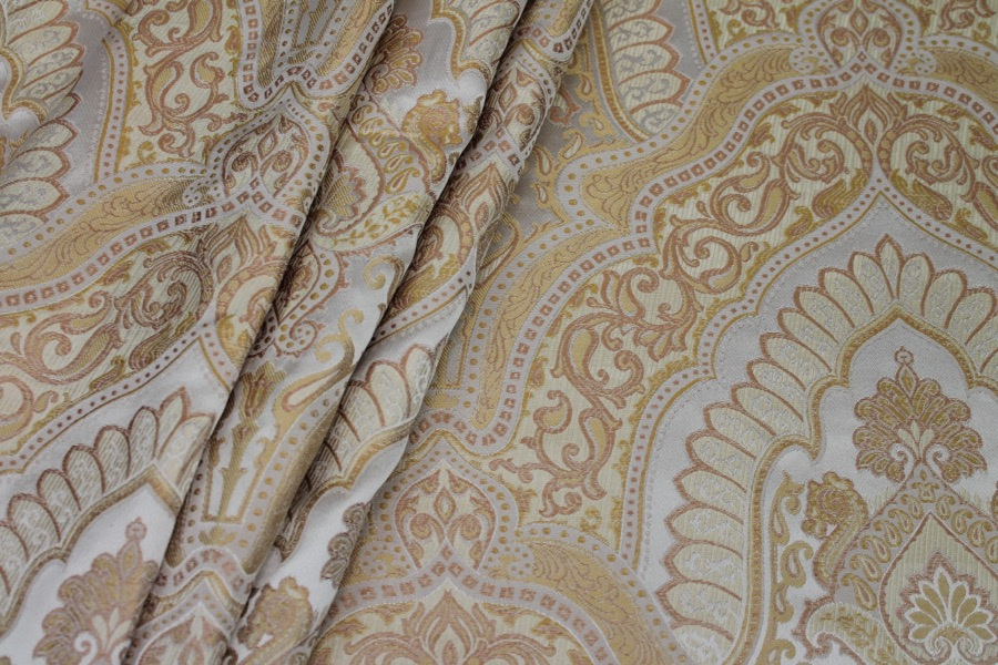 Silk Brocade - Large Scale Gold/Ivory Reversible fabric, image 3 of 6