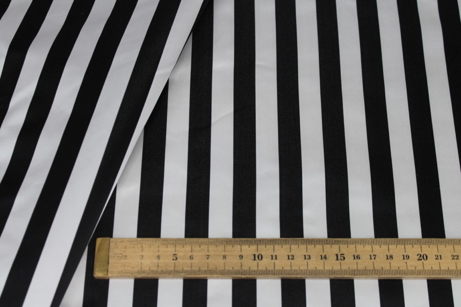 Silk Duchesse Satin - Black and White Narrow Stripe fabric, image 2 of 6