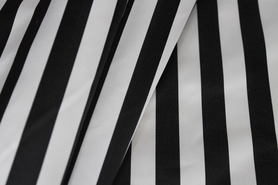 Silk Duchesse Satin - Black and White Narrow Stripe fabric, image 4 of 6