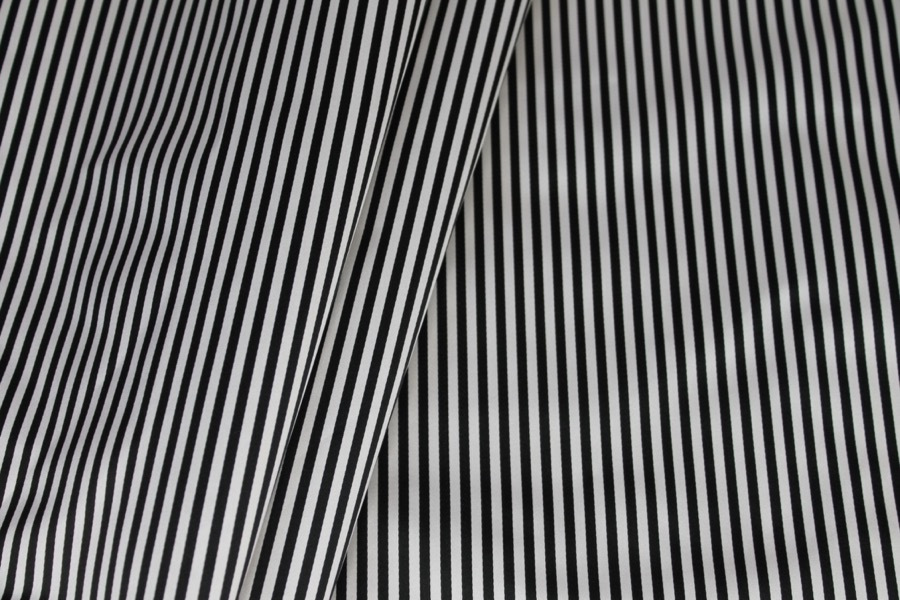 Duchesse Satin - Black and White Thin Stripe fabric, image 5 of 6