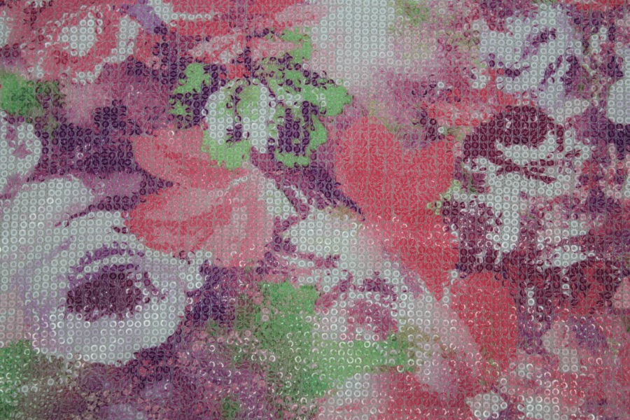 Floral Printed Sequin On Stretch Tulle fabric, image 7 of 7