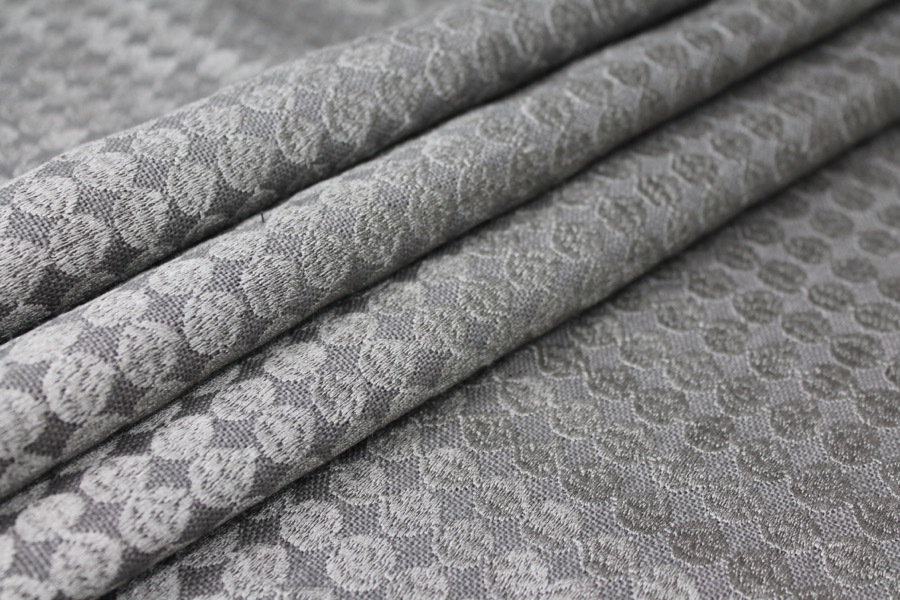 Grey Spot / Dot Embroidered Linen fabric