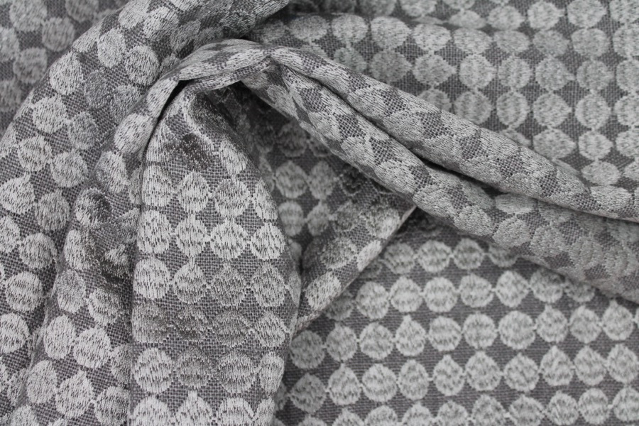 Grey Spot / Dot Embroidered Linen fabric, image 3 of 7