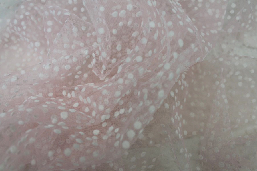 Flock Spot / Dot Tulle - Pale Pink - Assorted Small fabric, image 6 of 8
