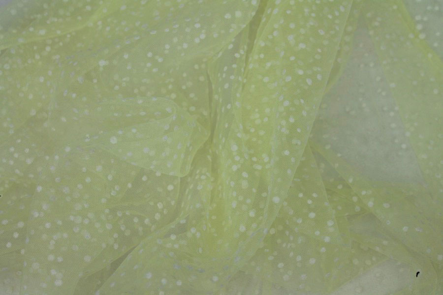 Flock Spot Tulle - Pastel Yellow - Assorted Small fabric, image 3 of 5