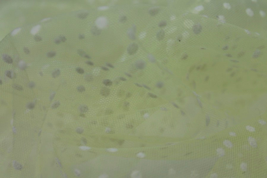Flock Spot Tulle - Pastel Yellow - Assorted Small fabric, image 2 of 5
